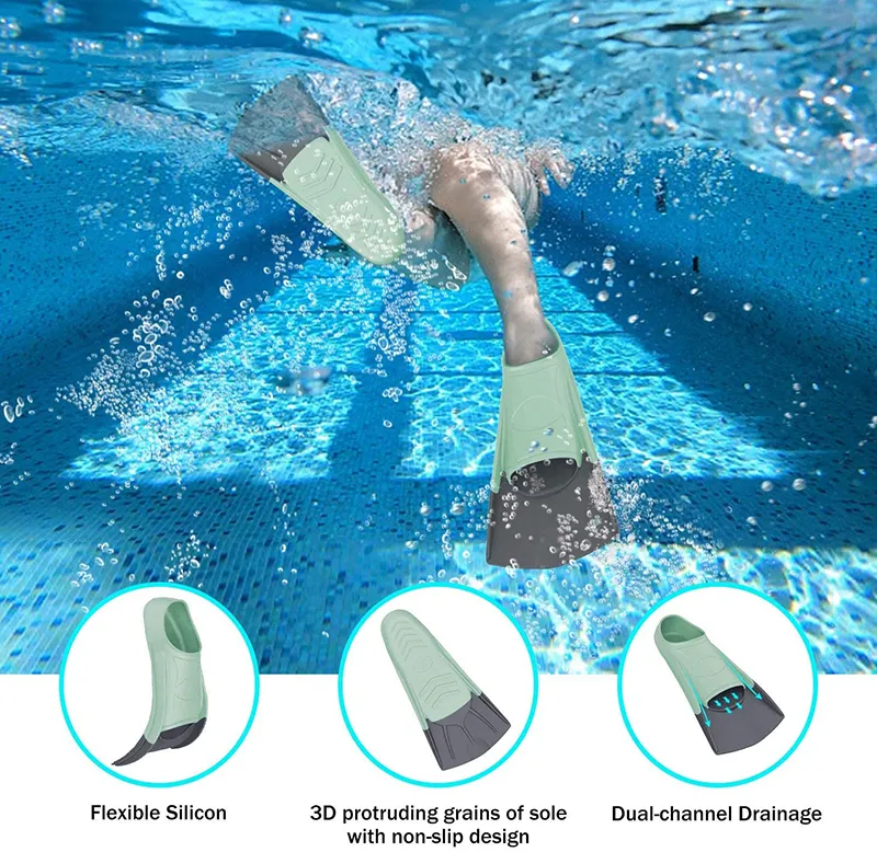 Factory OEM diving fins adult children water shoes with fins durable non-slip soft swimming fins