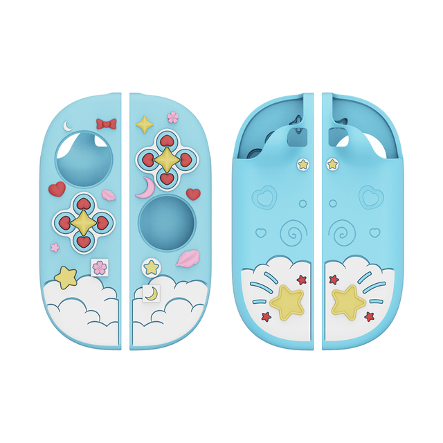 Premium Soft Silicone Blue Cute Pattern Left and Right Controller Protective Case Cover for Nintendo Switch 2 Gaming Accessories