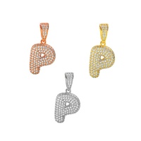 Pendentif Lettre P en Argent Sterling 925 Style Hip-Hop, Breloque Lettre Tendance