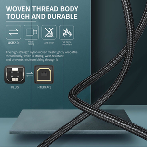 C型/USB2.0公到usb-b公黑色尼龙编织纤维护套高速数据扫描仪传真MFP同步打印机电缆 - Product Image 3