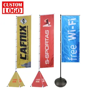 Produk promosi grosir dekorasi olahraga iklan 180x60cm bendera Nobori dengan dudukan tiang