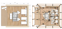 Tentes de glamping de luxe SUBEI Premium, forme triangulaire, imperméables, quatre saisons, deux chambres, toile PVC 7x9m, hôtel en plein air