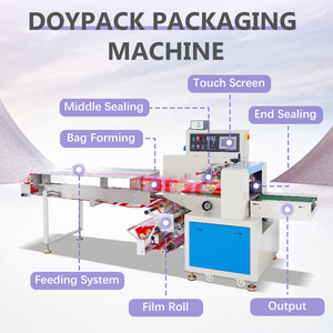 Machine d'emballage automatique multifonctionnelle pour biscuits, pain, sucre et aliments, type flow pack pour emballage oreiller - Product Image 3