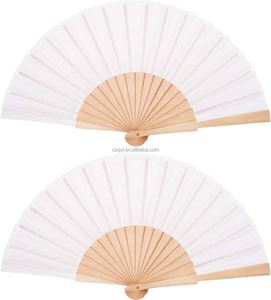 พัดลมมือถือแบบพับได้ ผ้าพับทำมือ พัดลมตกแต่ง ของขวัญ พัดลมพร้อมเชือกผูก - Product Image 1