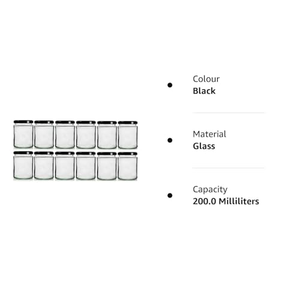 Bocaux en verre pour miel et confiture avec couvercles noirs à visser profondément - Product Image 4