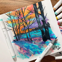 Nouveau design d'usine – Marqueur artistique permanent à double pointe (80, 100, 120 couleurs) à encre à base d'alcool, non toxique, avec pointes pinceau/PE