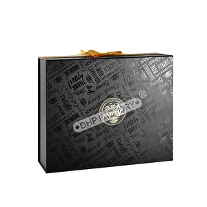 Black Magnetic Foldable Gift Box with Ribbon Full Cover UV Printing Custom Rigid Packaging for Clothing and Luxury Gifts - Product Image 1