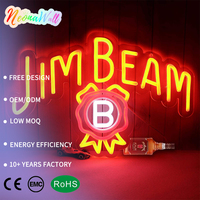 Enseigne néon Jim Beam Whiskey, Décoration murale LED alimentée par USB pour Man Cave, Bar à domicile, Club et Cadeaux