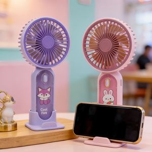 Cartoon Portable Handheld <b>Fan</b> With <b>Stand</b> Usb Rechargeable 5W DC Motor Hands Free For Outdoor Use - Product Image 1