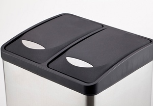 Cubo de Basura de Acero Inoxidable de 24L con Tres Compartimentos, con Pedal, Ecológico, para Exteriores, Hoteles, Hogares y Comunidades - Product Image 4