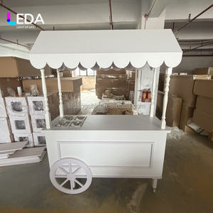 Chariot de vente ambulante LEDA moderne personnalisé blanc pour bonbons, desserts, glaces, aliments, avec boîte pour les entreprises, les mariages, la décoration - Product Image 1