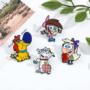 Factory cheap price cartoon metal brooch the fairly oddparents anime badges lapel pins custom soft enamel pin