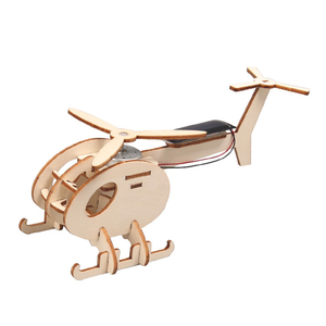 OKYN2132 деревянный вертолет на солнечной батарее Набор пазлов развивающая игрушка - Product Image 4