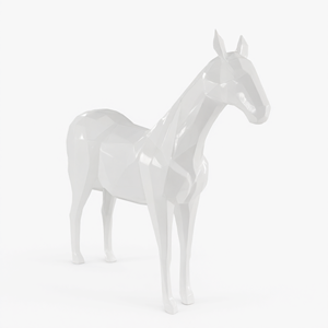 Escultura de Caballo Geométrica Blanca de Fibra de Vidrio para Exhibición en Jardín Exterior - Product Image 2