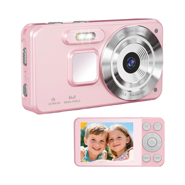 HERBYD Point Shoot Digital Camera 64MP 1080P HD Video 32GB Card 2.8" IPS Screen 18X Digital Zoom Anti-Shake Lithium Battery