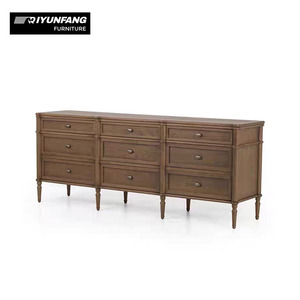Tiroirs de coffre traditionnels en chêne massif à 9 niveaux Meuble de rangement pour salon et chambre à coucher avec design antique - Product Image 4
