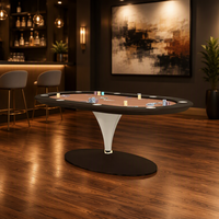 Table de poker de style moderne avec structure en acier inoxydable et revêtement en cuir microfibre, idéale pour les salles de jeux à domicile
