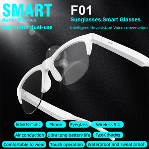 F01 On-Ear Stereo <b>Wireless</b> Headset LED Indicator <b>Mic</b> Noise Reduction Sunglasses for Driving Cycling Sports Speaker-Smart Glasses - Product Image 1