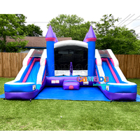 Château gonflable de location pour fêtes, en PVC, motif dessin animé, avec toboggan, pour extérieur ou intérieur