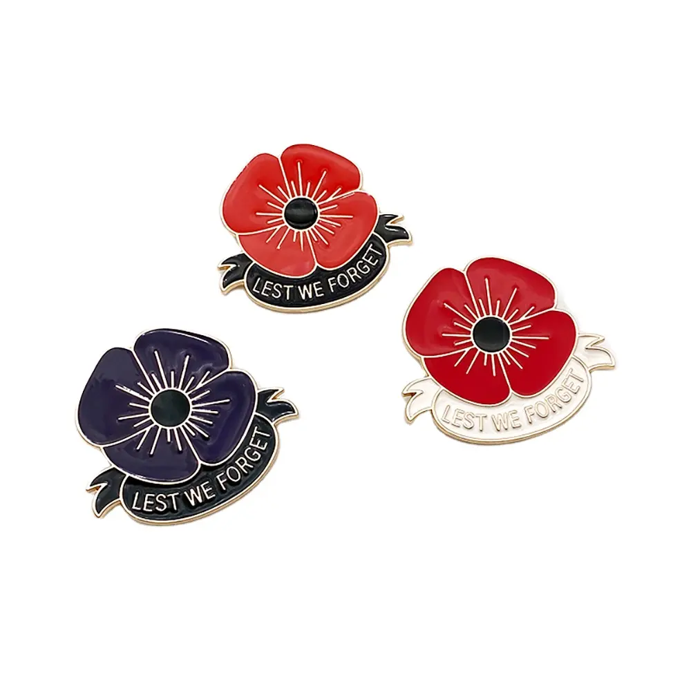 Memorial Day Hoge Kwaliteit Metalen Rode Bloem Broche Herinnering Dag Hard/Zacht Email Poppy Pin Badge