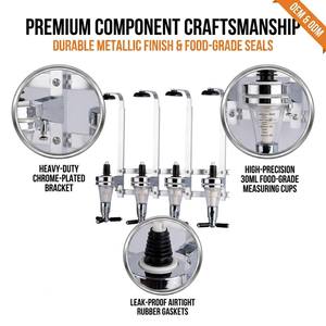 <strong>Wall</strong> <strong>Mounted</strong> Liquor Dispenser 4 Bottle Alcohol Spirits <strong>Rack</strong> <strong>Wine</strong> Pourer Beverage Station Bar Butler Measuring Shot Tool Stand - Product Image 3