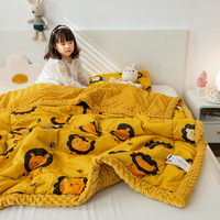 Couverture en polaire épaisse à imprimé numérique de dessins animés pour enfants, couverture courte pour la sieste, 100% coton, douce et confortable, couverture intégrale en soie de soja