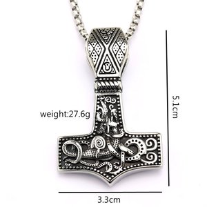 Yunnique – pendentif marteau Thor en acier inoxydable, double face, design nordique, collier pour hommes, bijoux cadeau - Product Image 5