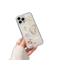 XP273 3D crème perle pierre gemme fleur coque de téléphone adaptée pour iPhone 17PROMAX 16PLUS 15PRO 14 13 12 11 nouveau