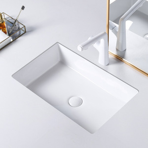 Square Undermount Ceramic <b>Basin</b> 35cm Single Sink Easy Clean For Dressing Room Balcony - Product Image 3