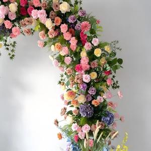Arche florale pour événements de mariage avec support, chemin de table en roses de soie, toile de fond pour arche de mariage, décorations murales romantiques pour chambre à coucher - Product Image 3