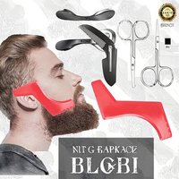 Kit de mise en forme et de coiffage de la barbe en plastique rouge Ensemble de toilettage et de gabarits à usage domestique pour couper la barbe