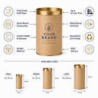 Tube en carton kraft de luxe pour cadeaux, acceptant les créations personnalisées, estampage à chaud doré, emballage écologique pour parfums et marchandises.