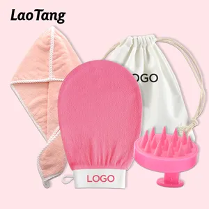Customizable Packaging and Logo Bath Gift Sets Exfoliating Gloves Hair Care Scalp Massager