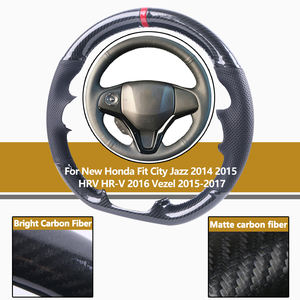 คาร์บอนไฟเบอร์และไมโครไฟเบอร์พวงมาลัยรถสำหรับใหม่ฮอนด้า ฟิต ซิตี้ แจ๊ส 2014 2015 HRV HR-V 2016 เวเซล 2015-2017 - Product Image 1