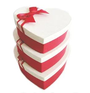 Custom Valentijnsdag Hart Vorm Chocolade Kartonnen Verpakking Dozen Set Met Boog Gift Papier Doos