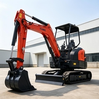 Excavator Kompak Model Terbaru 2026, 2 Ton 3.5 Ton, Track Karet, Dilengkapi Bucket Thumb, Mesin Pertanian