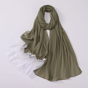 Customizable Solid Color <strong>New</strong> <strong>Style</strong> Rose Design Lace High Quality Chiffon Muslim Long <strong>Hijab</strong> - Product Image 5