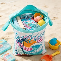 Pochette Écologique Imperméable en Polyester pour Bébé, Séparation Humide/Sèche, Imprimé Coucher de Soleil Personnalisé, Sac à Fermeture Éclair pour Enfants, Natation, Gym, Voyage