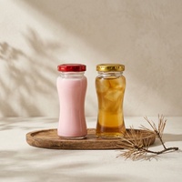 Botol Minuman Kaca Bentuk Pinggang Food Grade 80ml dengan Tutup Sekrup Logam untuk Jus Kopi Yogurt