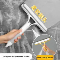 Outil de nettoyage domestique trois-en-un grattoir à brosse de nettoyage de miroir double face avec poignée en plastique flacon pulvérisateur pour une utilisation au sol