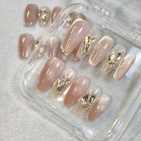 Prix de Gros Faux Ongles Faits Main en Strass Brillants, Ongles à Coller de Luxe avec Décoration Diamants, Emballage Boîte, Design Élégant