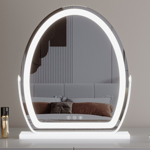 360 °   <span class=keywords><strong>Miroir</strong></span> de maquillage LED ovale rotatif, <span class=keywords><strong>miroir</strong></span> de vanité rechargeable avec cadre métallique pour le maquillage et les soins de la peau sur le bureau - Product Image 2