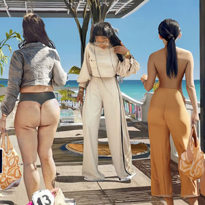 Elegante Completo Autunnale da Donna 2 Pezzi: Top Oversize a Collo Alto e Maniche Lunghe con Pantaloncini Tinta Unita, Set Casual - Product Image 3