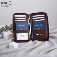 Dompet Kulit PU Anti Maling RFID Lintas Batas, Tas Penyimpanan Tiket Pesawat, Multi-fungsi, Tempat Buku Tabungan, Resleting, Kartu Identitas, Poliester