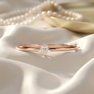 ZISMA Pear Diamond Rose <b>Gold</b> 9K 10K 14K 18K <b>Solid</b> Lab Grown CVD VVS DEF Teardrop Solitaire Cuff Bracelets Women - Product Image 1