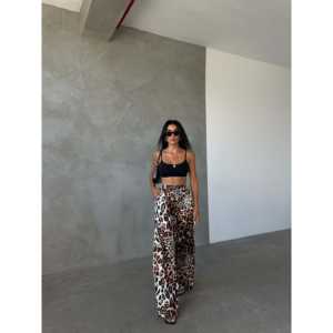 กางเกงขายาวผ้าซาตินเอวสูงกันยับสไตล์ลำลองสำหรับผู้หญิง - Product Image 3