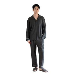 Pyjama d'intérieur pour femme en modal Lenzing sur mesure, confortable, col montant, manches longues, jambes longues, avec coussinets de soutien-gorge intégrés, simple, pour couple - Product Image 3