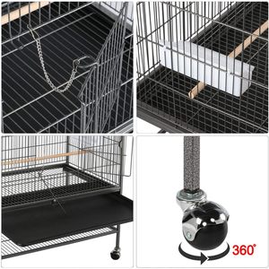 2025 nouveau style cage à oiseaux en acier forgé de 52 pouces avec support, bouton, solide, respirant, grande capacité, gris africains, quakers, - Product Image 5
