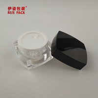 Pot en acrylique carré vide de 15ml 30ml 50ml, contenant avec doublure blanche et couvercle à capuchon noir, parfait pour le gommage des lèvres ou la crème pour les yeux, vente en gros, pièces