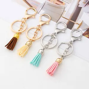 Surface Plating Zinc Alloy Personalized Metal Keychain Multi color Choice Leather Tassel Keychain